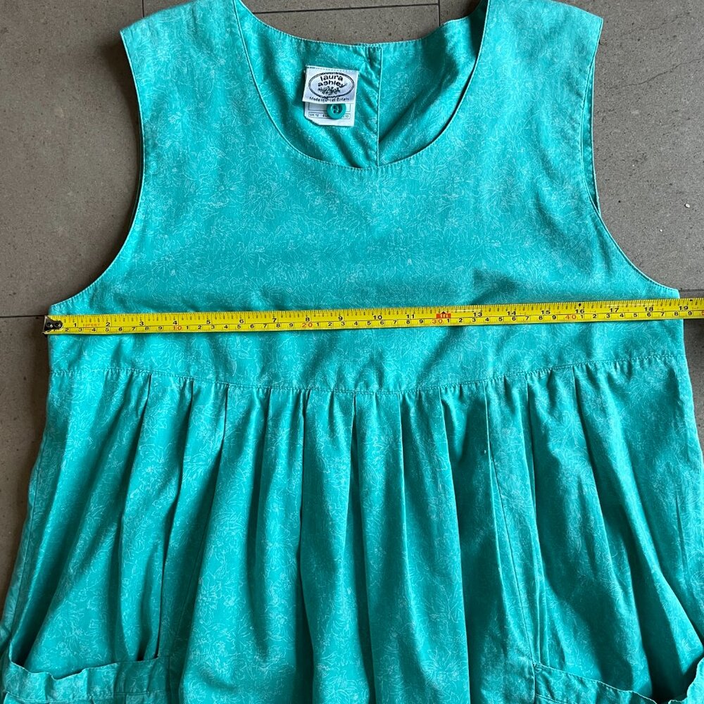 Rare Vintage 80s Laura Ashley Pinafore Empire Waist Cotton Dress-Sz.10 - Picture 9 of 13